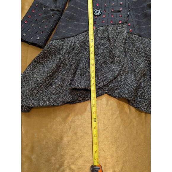 An Ren XS Wool-Blend Tailcoat Jacket Bustle Hem Gray/Red Steampunk - Picture 7 of 9